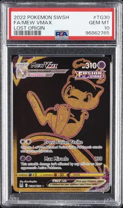 2022 POKEMON SWORD & SHIELD LOST ORIGIN #TG30 FULL ART/MEW VMAX PSA 10 - Image 1