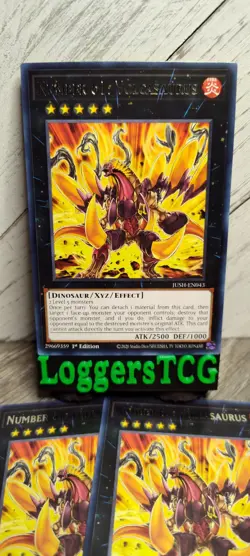 Yu-Gi-Oh! Number 61: Volcasaurus x3 / JUSH-EN043 1st Edition NM - Image 1