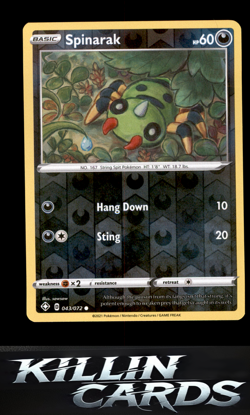 Reverse Holofoil Spinarak 043/072 Pokemon Common Shining Fates Card NM - Image 1
