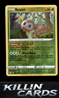Reverse Holofoil Rowlet 006/072 Pokemon Common Shining Fates Card NM - Image 1