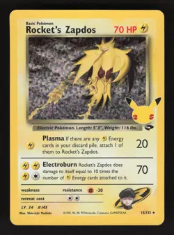 Rocket's Zapdos 15/132 Pokemon Celebrations Classic Collection Holo Card - Image 1
