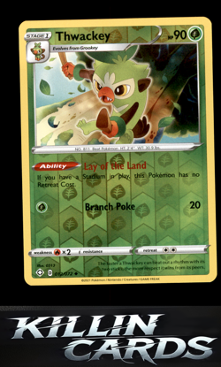 Reverse Holofoil Thwackey 012/072 Pokemon Uncommon Shining Fates Card NM - Image 1