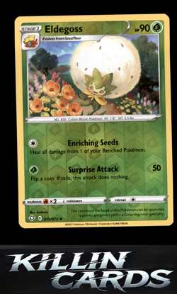 Reverse Holofoil Eldegoss 015/072 Pokemon Uncommon Shining Fates Card NM - Image 1