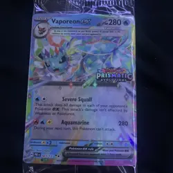 Vaporeon Ex Stamped SEALED Pokemon Prismatic Evolutions Promo Surprise Box 023 - Image 1
