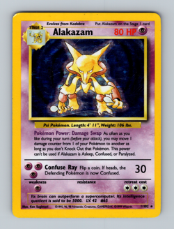 Alakazam 001/102 Base Set Holo Moderately Played Rare MP Pokemon 1999 - Image 1