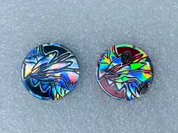 lot Of 2 Pokemon Yveltal Red & Silver/Black Cracked Chrome Color Coins - (READ) - Image 1