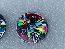 lot Of 2 Pokemon Yveltal Red & Silver/Black Cracked Chrome Color Coins - (READ) - Image 4