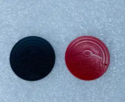 lot Of 2 Pokemon Yveltal Red & Silver/Black Cracked Chrome Color Coins - (READ) - Image 5