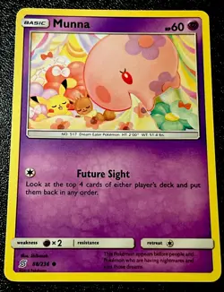 Munna 88/236 NM Non Holo Cute Pikachu & Eevee Asleep Napping Pokemon Card! - Image 2