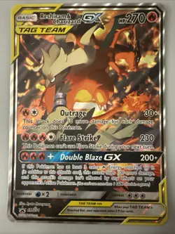 Pokemon Reshiram & Charizard GX SM201 Tag Team Promo Holo Jumbo Card - Image 1