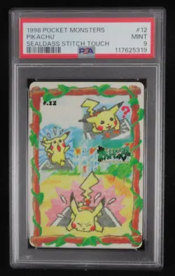 PSA 9 Pokemon Card Pikachu #12 Japanese Stitch Touch Bandai Sealdass 1998 - Image 1