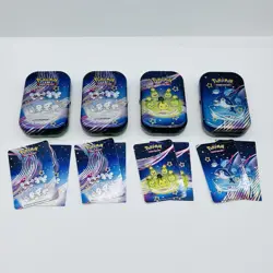 Empty Pokemon Paldean Fates Mini Tins Set Of 4 With Stickers and Cards 2024 - Image 1