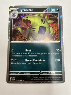 Pokemon TCG Tyranitar 135 S&V Paldea Evolved Cosmos Holo Card NM/LP - Image 1