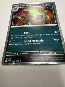 Pokemon TCG Tyranitar 135 S&V Paldea Evolved Cosmos Holo Card NM/LP - Image 2