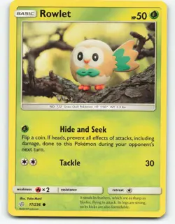Rowlet 17/236 Sun & Moon - Cosmic Eclipse Near Mint Pokemon Card - Image 1