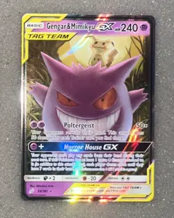 Gengar & Mimikyu GX Tag Team Pokemon Card SM9 53/181 Holo Rare - Image 2
