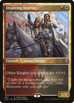 1x - Inspiring Veteran - Promo Dark Frame #397 - Throne of Eldraine - CUC NM MTG - Image 1