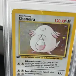 1999 Pokemon German Chaneira Holo 1st Edition PSA 8 - Image 2