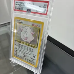 1999 Pokemon German Chaneira Holo 1st Edition PSA 8 - Image 3