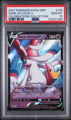 2021 POKEMON SWSH BLACK STAR PROMO CELEBRATIONS COLL #134 DARK SYLVEON V PSA 10 - Image 1