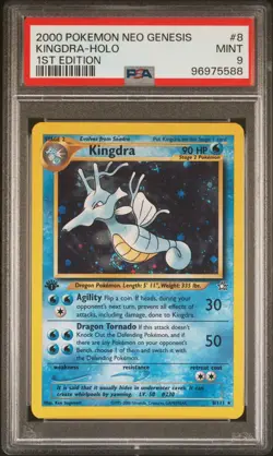 Pokemon 1st Edition Kingdra 8/111 PSA 9 Mint Neo Genesis Holo Rare *Belly swirl* - Image 1