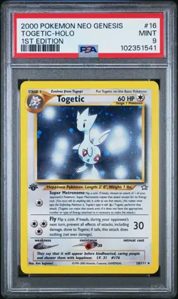 Pokemon Togetic 1st Edition 16/111 PSA 9 MINT Neo Genesis Holo Rare New Cert! - Image 1