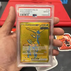 2025 POKEMON PRE EN-PRISMATIC EVOLUTIONS HYPER RARE #176 IRON LEAVES EX PSA 10 - Image 1