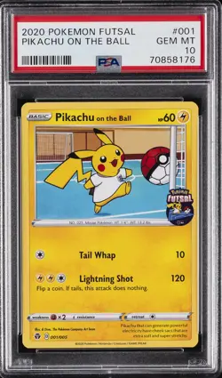 2020 POKEMON FUTSAL #001 PIKACHU ON THE BALL PSA 10 - Image 1