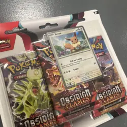 Pokemon Scarlet & Violet Obsidian Flames: 3 Pack Blister Eevee - SEALED - Image 3