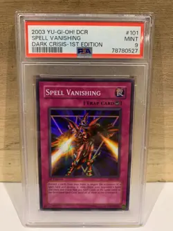 2003 YU-GI-OH! DCR-DARK CRISIS 1ST EDITION #101 SPELL VANISHING PSA 9 - Image 1