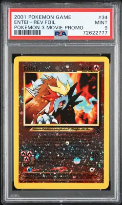 PSA 9 Entei # 34 REVERSE HOLO Black Star Movie PROMO Pokemon Card - Image 1