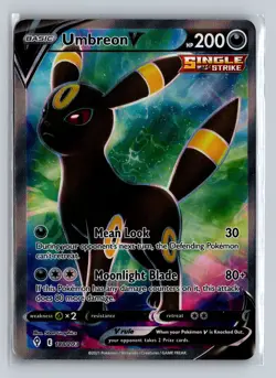 Pokemon TCG Evolving Skies Umbreon v Full Art Ultra Rare Holo Card 188/203 NM - Image 1