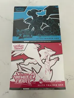 Pokemon Center Black Bolt and White Flare Elite ETB Sealed Set of 2 IN HAND - Image 1