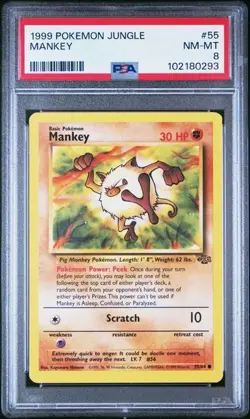 PSA 8 MANKEY 55 JUNGLE VINTAGE POKEMON NM MINT - Image 1