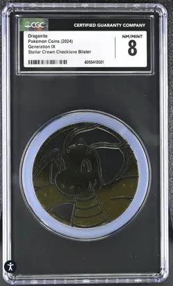 2024 Pokemon Coins CGC 8 Dragonite Coin Gen IX Stellar Crown 10 PSA BGS - Image 1