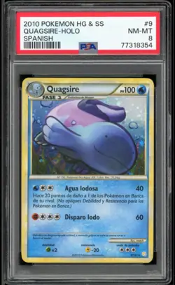 PSA 8 QUAGSIRE Holo #9 HeartGold & SoulSilver Spanish Pokemon 2010 - Image 1