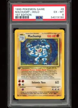 PSA 6 Machamp 1st Edition Holo #8 Pokemon Base Set 1999 - Image 1
