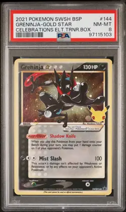 2021 POKEMON GOLD STAR GRENINJA CELEBRATIONS SWSH144 PROMO - PSA 8 - Image 1