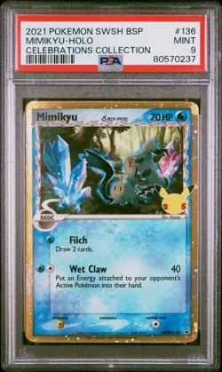 Mimikyu Celebrations Delta Species Promo SWSH136 Black Star Pokemon - PSA 9 Mint - Image 1