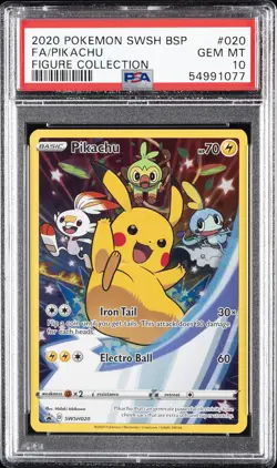2020 POKEMON SWSH BLACK STAR PROMO FIGURE COLL #020 FULL ART/PIKACHU PSA 10 - Image 1