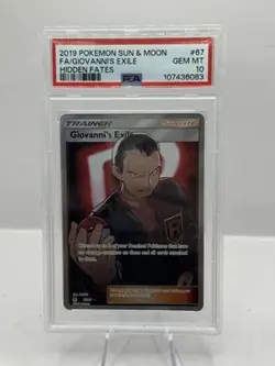 2019 Pokemon Sun & Moon Hidden Fates 67/68 FA Giovanni's Exile PSA 10 - Image 1