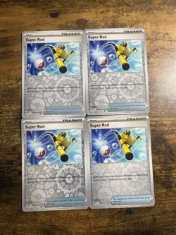 4x Super Rod Reverse Holo 188/193 Paldea Evolved Pokemon TCG Playset - Image 1