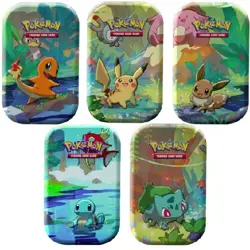 Pokemon TCG Kanto Friends Mini Tin Display Box New Sealed 10 Tins Pikachu Eevee - Image 1