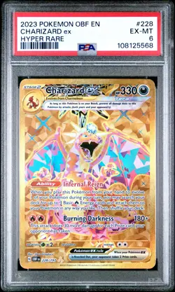 2023 POKEMON OBF EN-OBSIDIAN FLAMES HYPER RARE #228 CHARIZARD EX PSA 6 - Image 1
