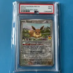 2025 PRE En 074 PRISMATIC EVOLUTIONS EEVEE POKEMON DAY 2025 PSA 9 Xxxxxx868 - Image 1