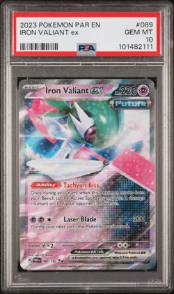 2024 Pokemon Iron Valiant ex 089/182 Sv04: Paradox Rift Holo PSA 10 Gem Mint - Image 1