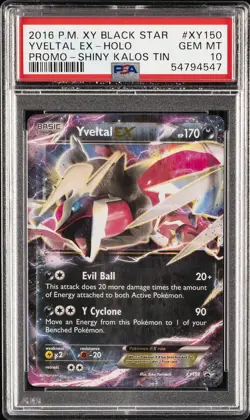 2016 POKEMON XY BLACK STAR PROMO SHINY KALOS TIN #XY150 YVELTAL EX-HOLO PSA 10 - Image 1