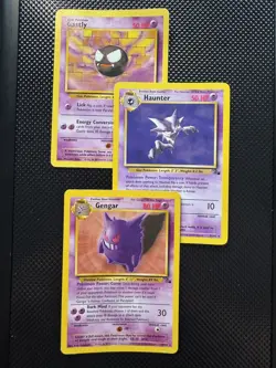 Pokemon TCG Fossil Unlimited Rare Non Holo Gengar 20 Gastly 33 Haunter 21 MP - Image 1