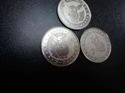 Pokemon Card Meiji Promo Battle Coin Silver x3 Eevee Vaporeon Flareon #5687 PLAY - Image 2