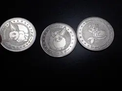 Pokemon Card Meiji Promo Battle Coin Silver x3 Eevee Vaporeon Flareon #5687 PLAY - Image 4